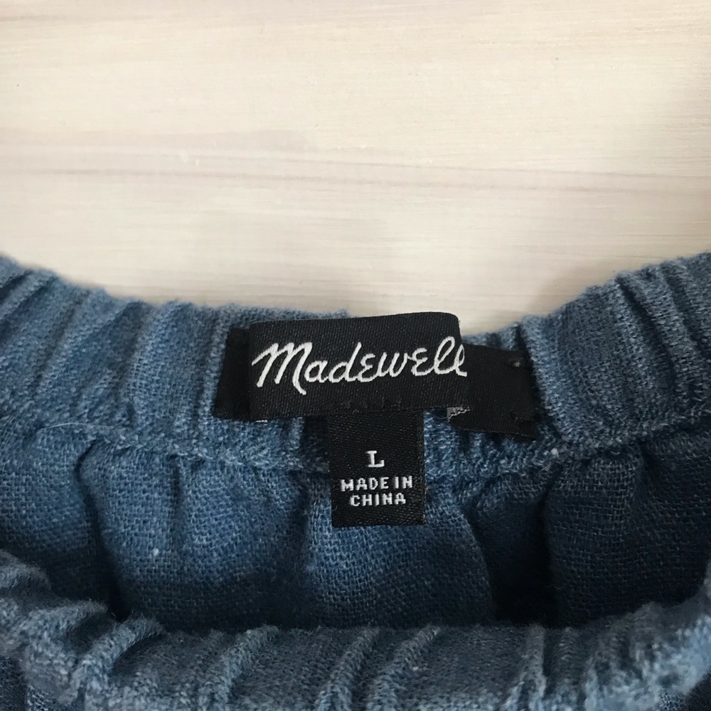 Madewell ⚜️ Blue Linen Rio Ruffled Top Dress - Picture 13 of 14